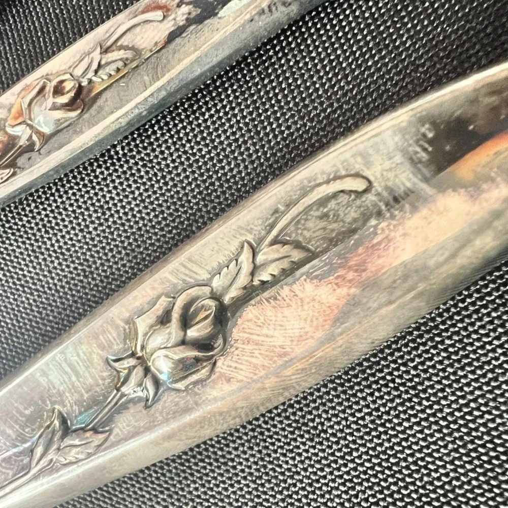 Vintage 1847 Rogers Bros IS Magic Rose Silverplate‎ 9 pc NOS Flatware Set 1960s